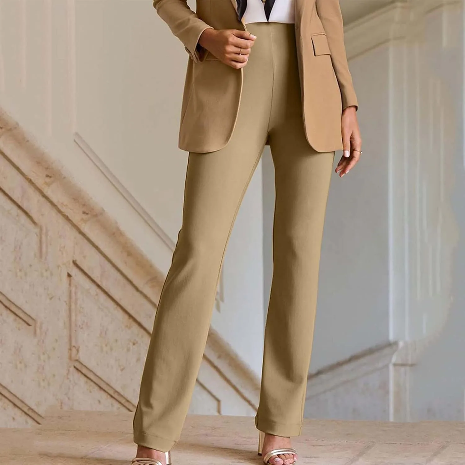 Womens Dress Pants High Waist Business Casual Work Suit Straight Leg Pant Stretch Elegant Comfy Professional Trousers