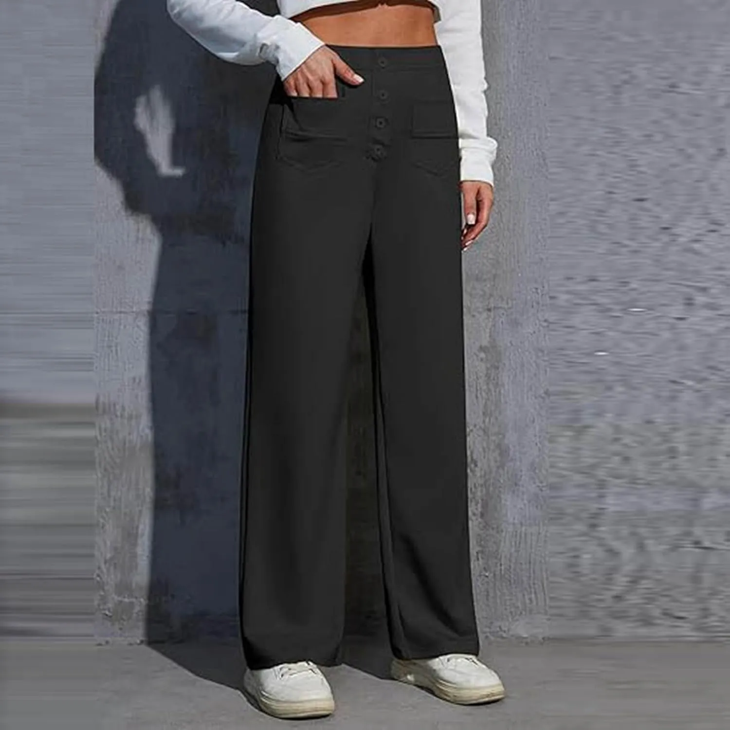 Women's High Waisted Straight Leg Pants Stretch Business Casual Trousers with Multiple Pockets Comfort Fit Travel