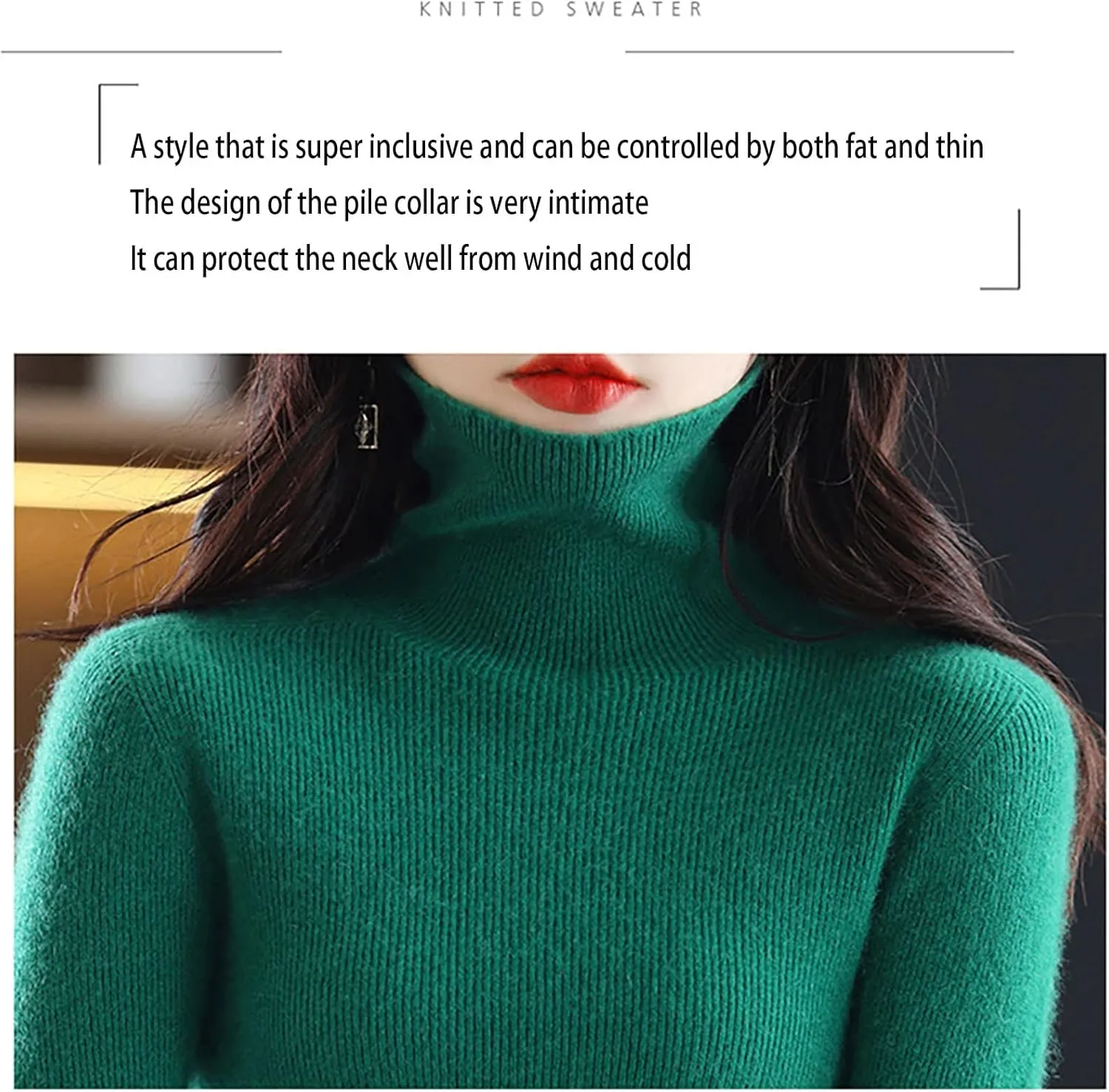 Women's Turtleneck 100% Wool Sweater Fall Winter Long Sleeve Warm Soft Knitted Pullover (Color : Raw Velvet Apricot, Size : X-Large)