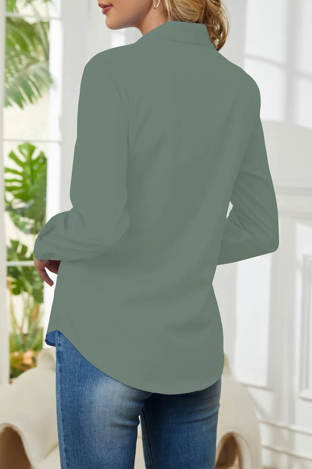 Wrinkle Free Womens Button Down Shirts for Women Long Sleeve Stretch Business Office Formal Work Blouses Tops