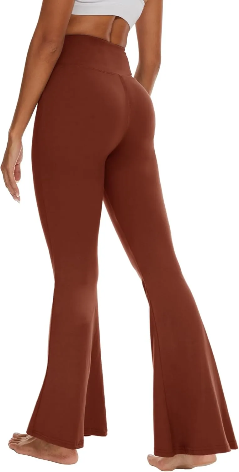 ZOOSIXX Black Flare Yoga Pants for Women, Crossover Soft Bootcut Leggings