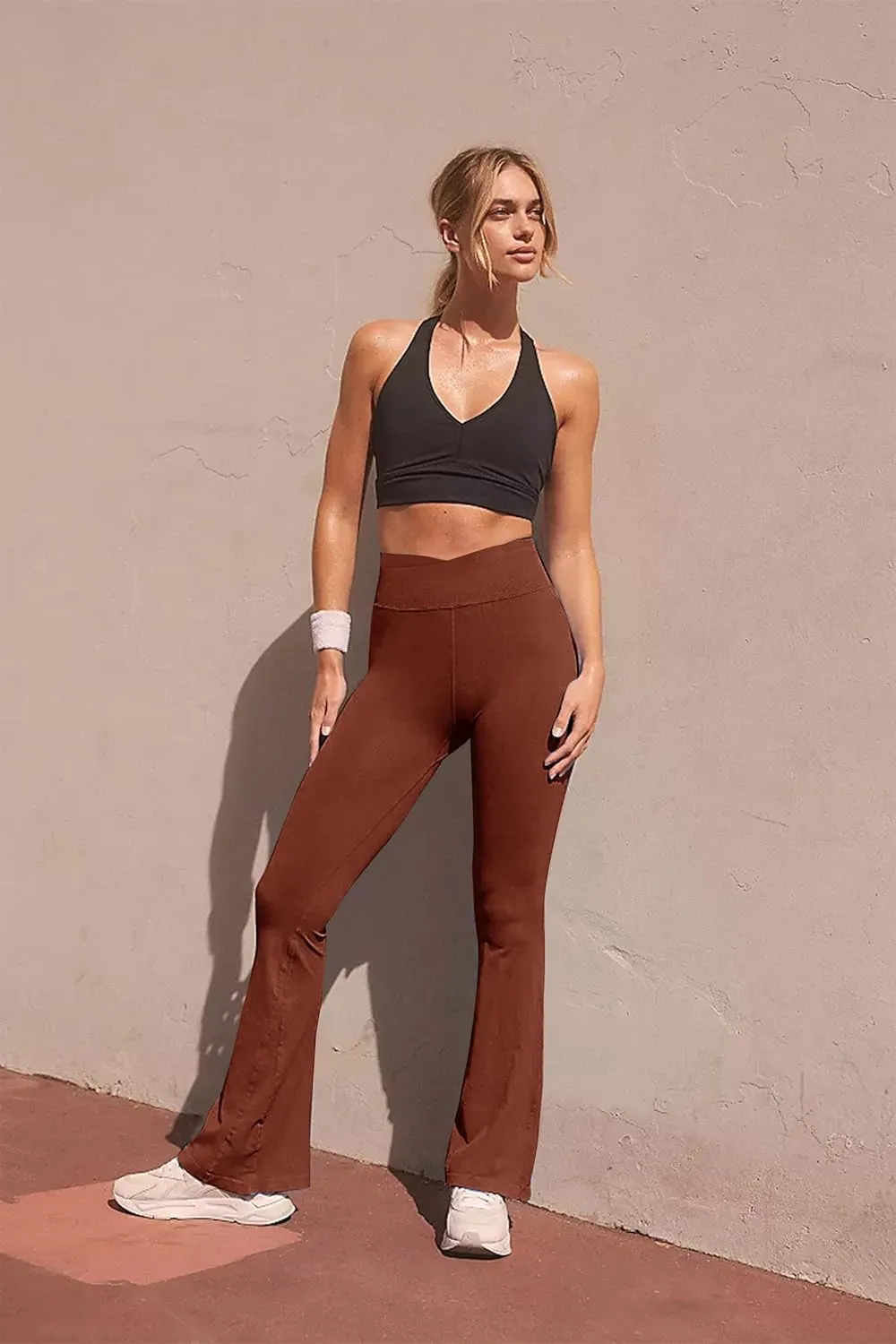 ZOOSIXX Black Flare Yoga Pants for Women, Crossover Soft Bootcut Leggings