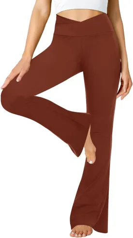 ZOOSIXX Black Flare Yoga Pants for Women, Crossover Soft Bootcut Leggings